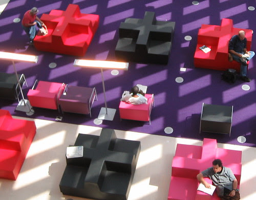 Reading at Seattle Library on Tetris Chairs