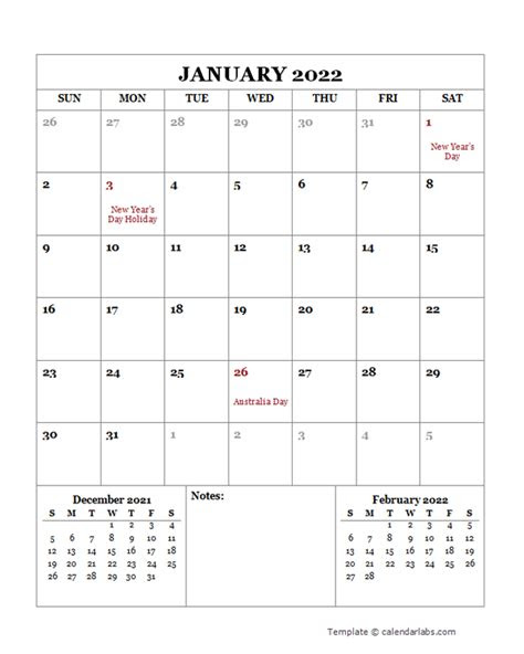  2022 printable calendar with australia holidays free printable templates