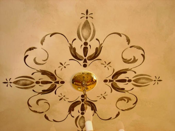 Ceiling Stencils Painting Ideas : How to Add a Stencil to a Ceiling | Ceiling design ... - And i have plans to use this same stencil upstairs in my.