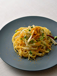 からすみと大根のスパゲッティ 協会のパスタレシピ レシピを探す 日本パスタ協会