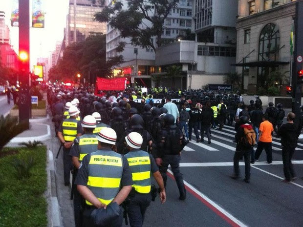 SP copa protesto Paulista (Foto: Gustavo Petró/G1)