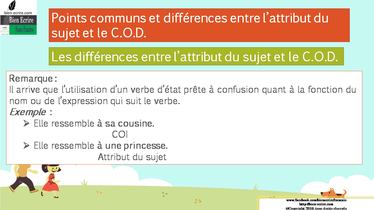 attribut, français, leçon, COD, fonctions des mots ...