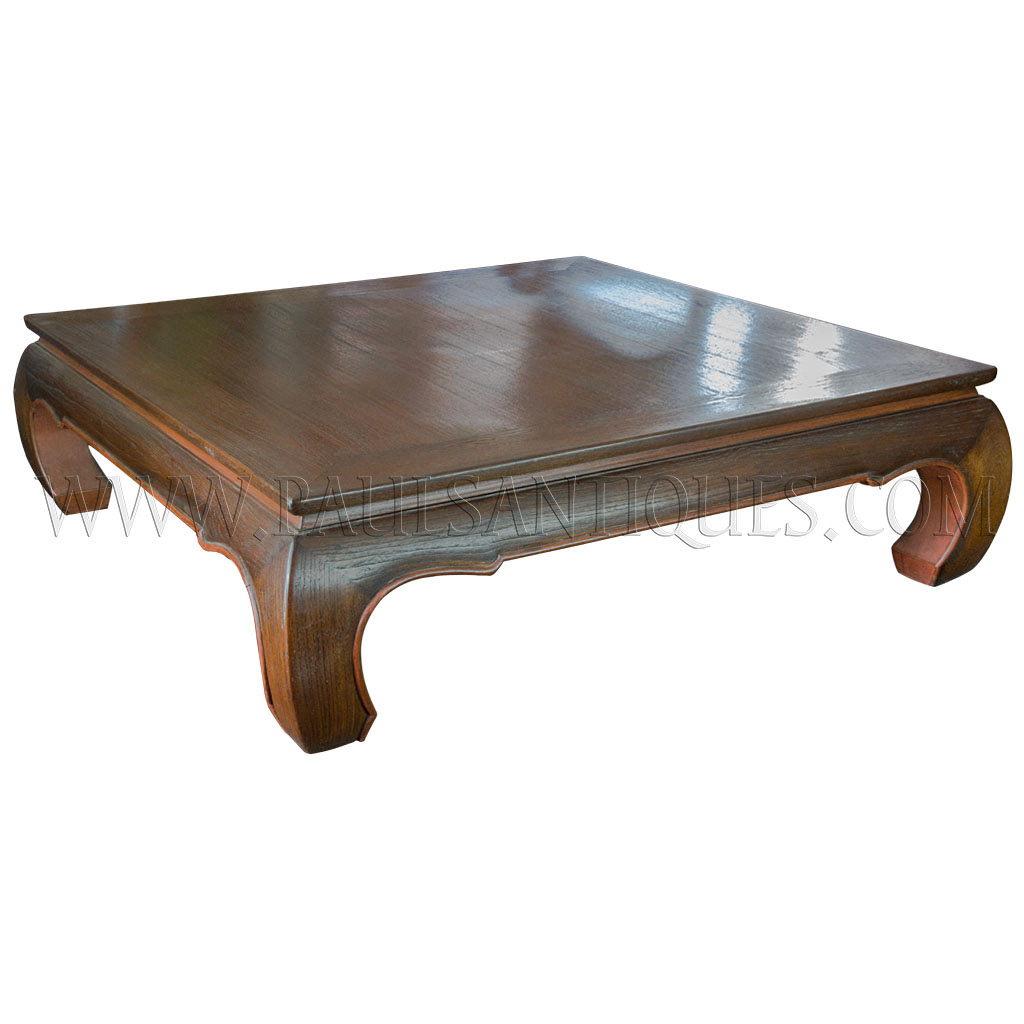 Large Thai Teak Coffee Table with "Opium" Table Legs ("Kha ...