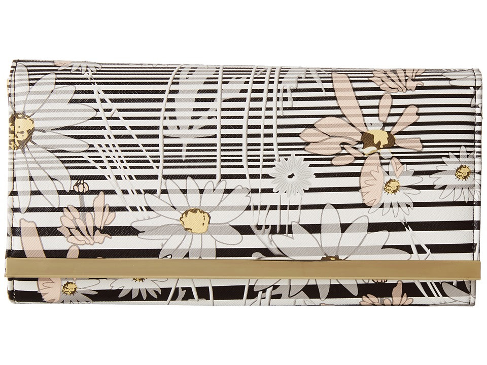 Jessica McClintock - Floral Stripe Bar Clutch (Black) Clutch Handbags