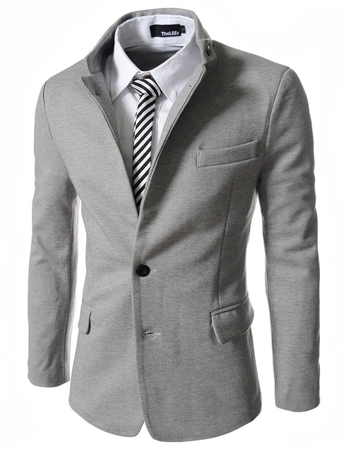 TheLees (DJK8) Mens Single Breasted Slim Fit Stretchy Jacket Gray ...