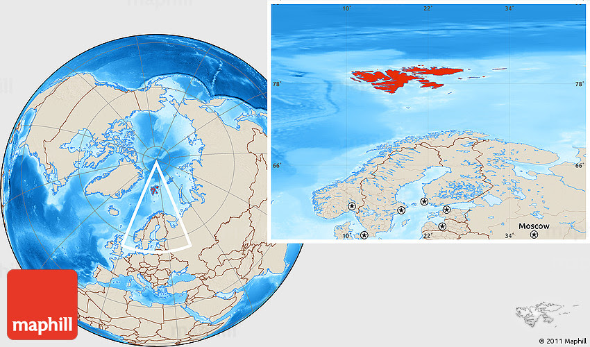 Shaded Relief Location Map Of Svalbard