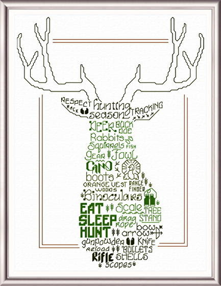Let's Hunt Cross Stitch Pattern words