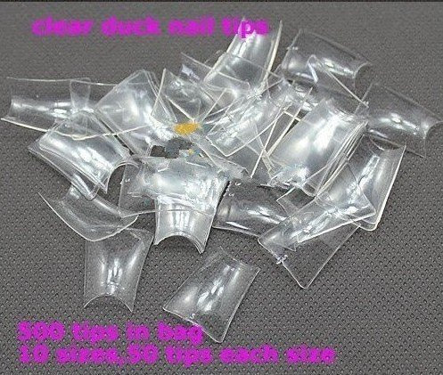 500pcs/pack Special Duck Feet False,nail Art Tips Half Cover Wide False Nails- Clear