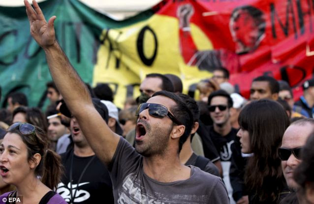 Outcry: Portugal's strict austerity measures following the bailout has sparked protest in the past including the 'Invasion of the Parliament', pictured, back in October last year