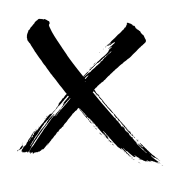 墨文字記号バツ印 和風筆書きイラスト Free Illustration