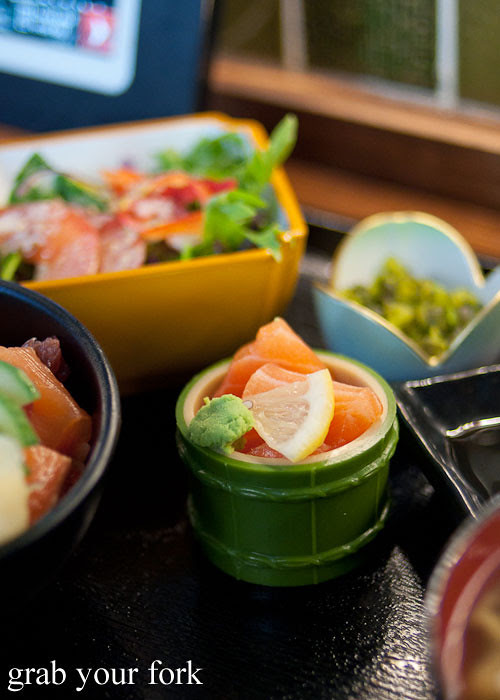 sashimi salmon at yebisu izakaya, regent place sydney