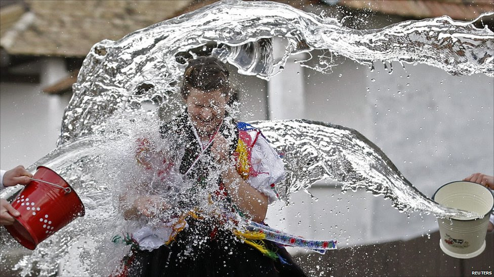 The Easter tradition of Watering of the Girls in the village of Holloko, north-east Hungary, on 14/4/11