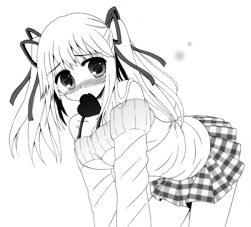 のびのび私の落書き日記 バレンタインイラスト モノクロ 線画