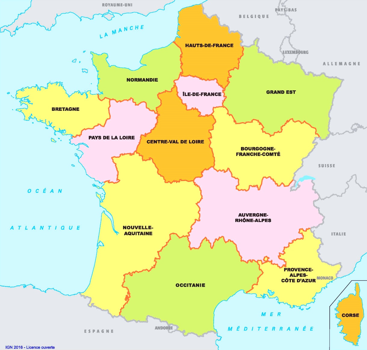 Karte Frankreich Regionen