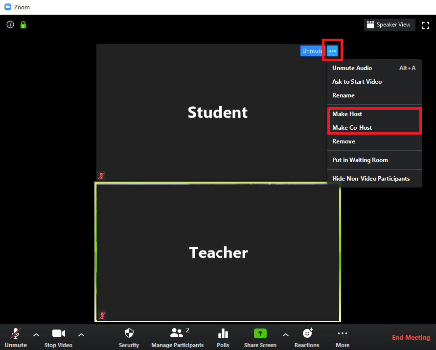 How can I make a student/guest a host/co-host? - zoom@bilkent