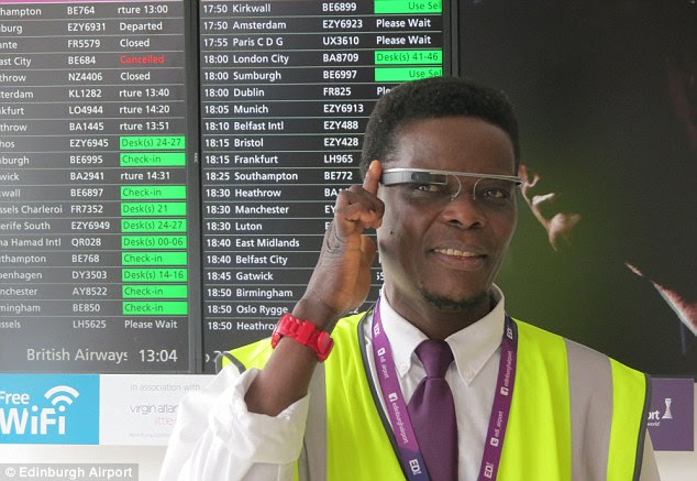 Edinburgh Airport is the first in the UK to use Google Glass, which is equipped with an optical display