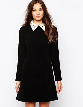 black dress white collar