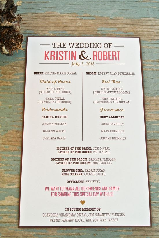 Simple and super cute wedding program!
