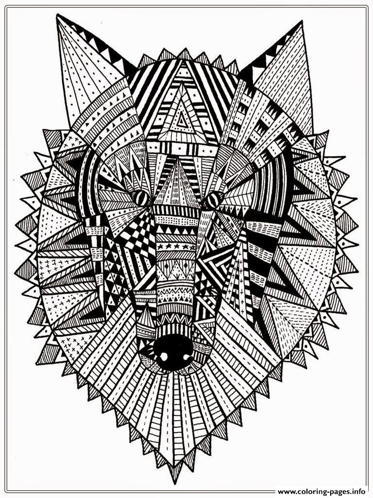Wolf Head Mandala Adult Coloring Pages Printable