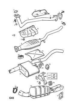Opel CALIBRA ( 1989 - 1997), G FUEL AND EXHAUST - Catcar.info