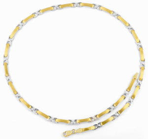 Original-Foto 1, KOLLIER PLÄTTCHEN STEIGBÜGEL, GELBGOLD WEISSGOLD LUXUS!