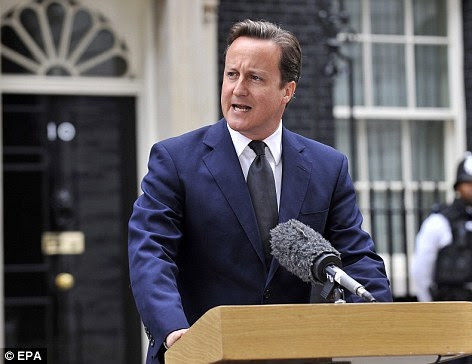 'You will feel the full force of the law': David Cameron issued a stark warning to rioters and looters as he spoke outside Number 10 today