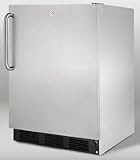 Summit: ALB753LBLCSS 24'' Compact All-Refrigerator with Adjustable Glass Shelves, Door Lock, Automatic Defrost, Interior Light and ADA Compliant: Stainless Cabinet with Pro Handle