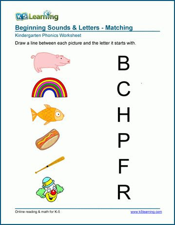 Clever letter sound matching game; free preschool kindergarten beginning sounds worksheets printable