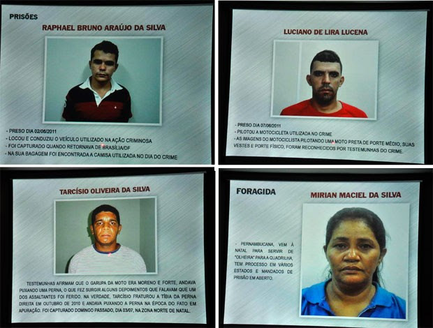 Trio condenado pela morte do escrivão e mulher que continua foragida (Foto: Divulgação/Polícia Civil do RN)