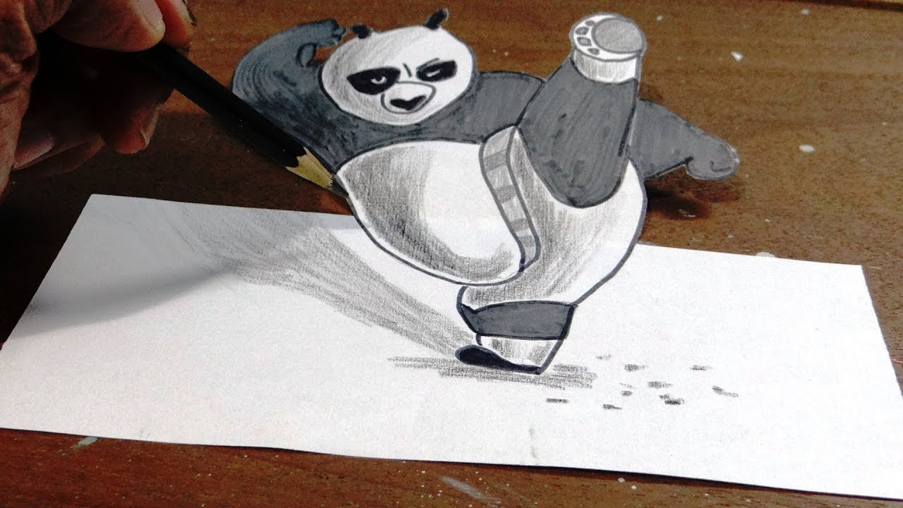 How to draw Kung Fu Panda in 3D | step by step with ...