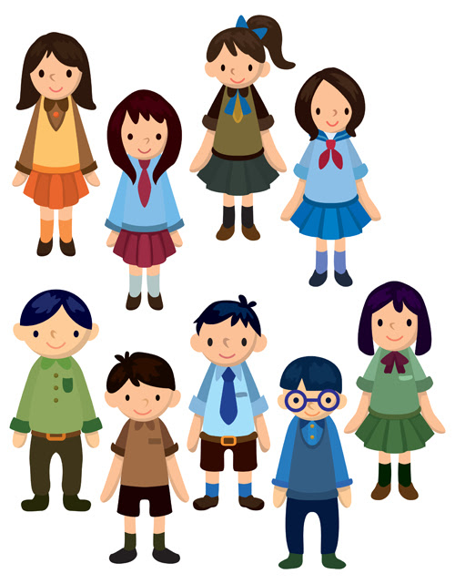 Different Cartoon school child image vector 05 - Vector 