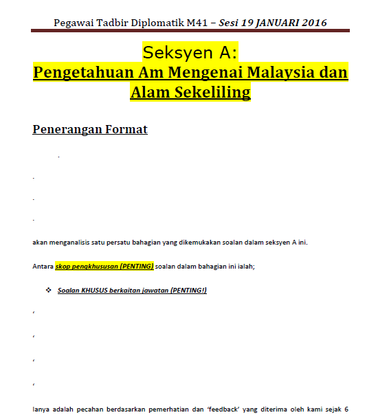 Rujukan Contoh Soalan Peperiksaan PTD Gred M41