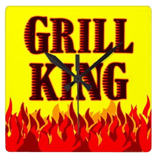 Grill King BBQ Flames Wall Clock | Zazzle