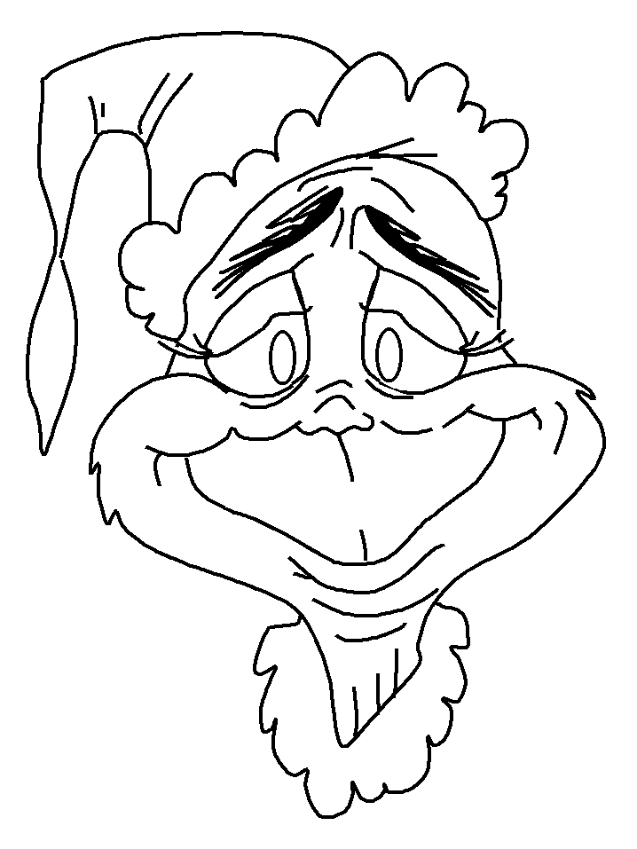 A picture of the face of the nasty GRINCH coloring sheets image.