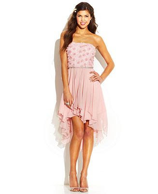 ... Strapless Rosette High-Low Dress - Juniors Prom Dresses - Macy's $99