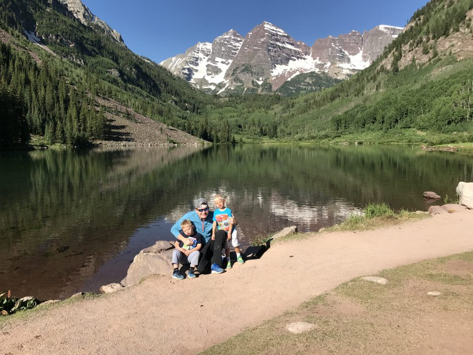 dad with sons at maroon bells aspen colorado