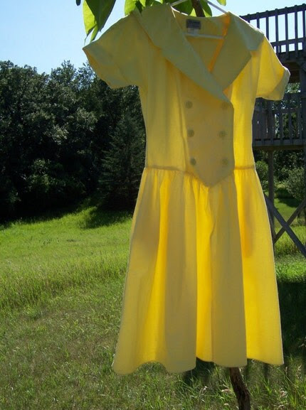 Yellow Canary 1980's Summer Tea Dress