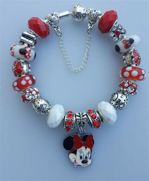 Mickey and minnie on carrousel horse · charm cast in sterling silver · dangles on loop · enameled cloisonné accents · attaches to pandora bracelet, sold separately . Authentic Pandora Bracelet Minnie Mouse Bracelet | eBay