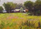Farm field sunlight oil painting by BECKY JOY