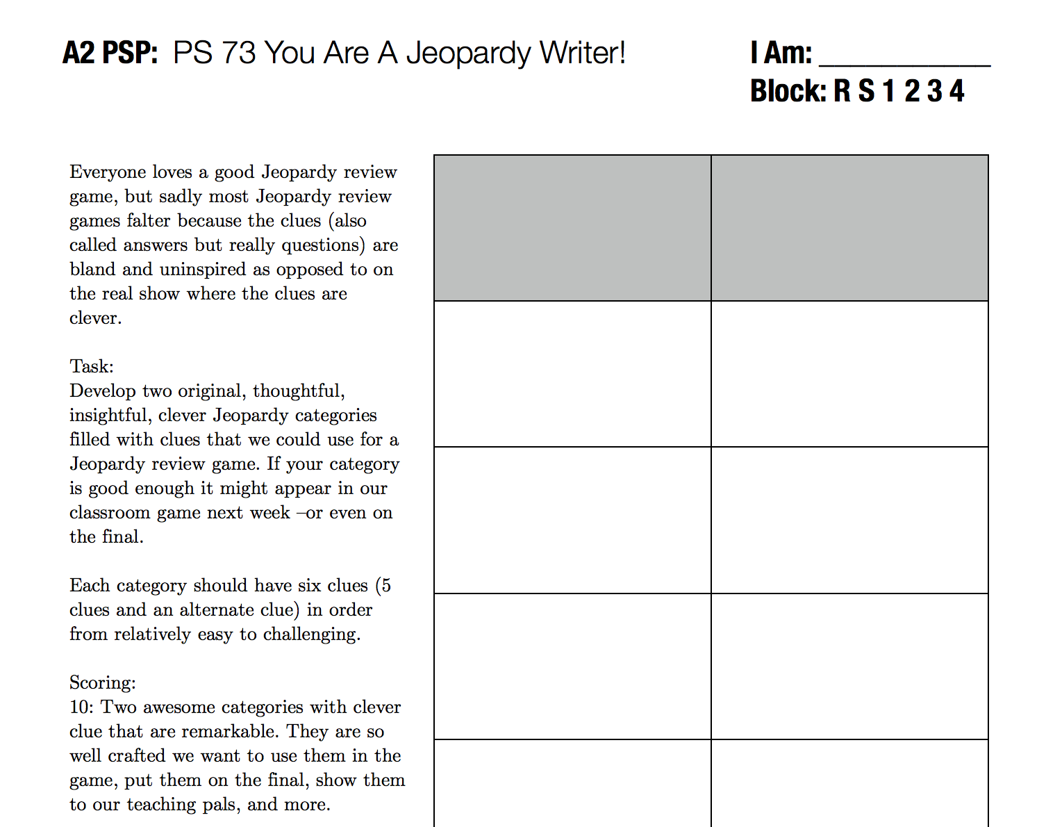 You Are a Jeopardy Writer! — roybot