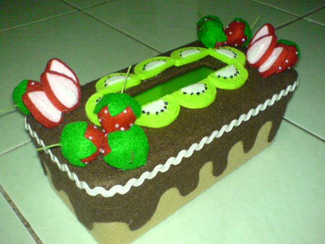 Cara Menghias Tempat Tissue Menjadi Kue  Flanel  sunflower