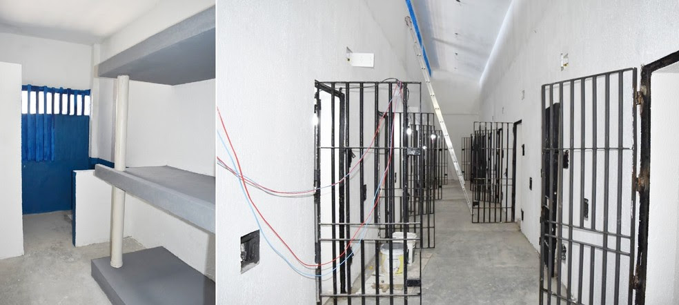 Nos pavilhões de Alcaçuz, energia elétrica só para a iluminação dos corredores. Dentro das celas não haverá tomadas (Foto: Divulgação/Governo do RN)