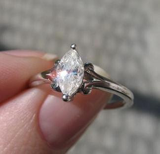 Marquise diamond ring on finger