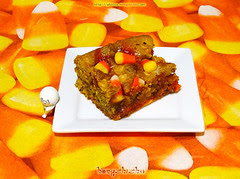 Candy Corn Spiced Pumpkin Blondies