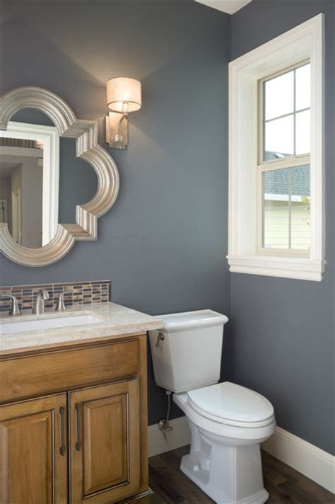These colors occur naturally in nature and are on the light spectrum, so no color combine to make blue. Grizzle Gray and Silver Bathroom - Interiors By Color