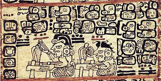 Mayan priests predicting the future, from the Madrid Codex. (image credit: Raíces/Arqueología Mexicana)