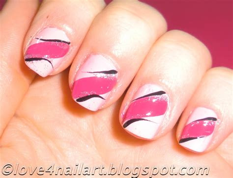 lovenailart easy pink nail art design  short nails