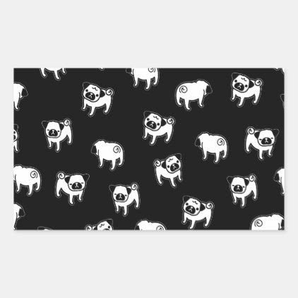 Pug dog pattern rectangular sticker