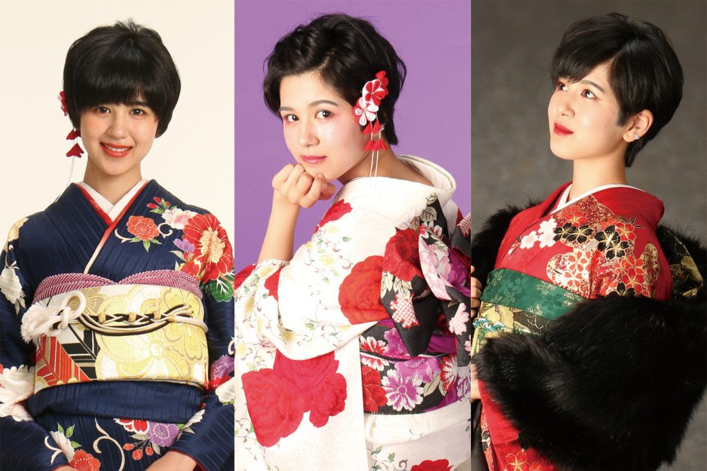 ショートヘアを活かした こだわりアレンジ 成人式の髪型 ヘアアレンジ 振袖専門館花舎