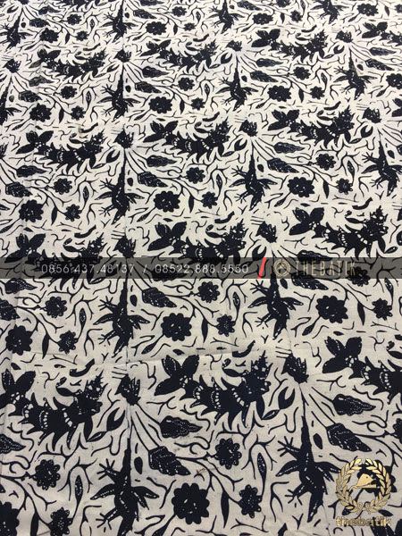 Jual Kain Bahan Baju Batik Motif Udang Hitam Putih ...